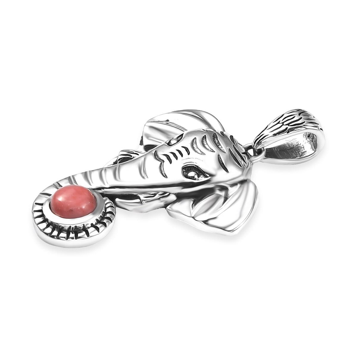 D'Joy Artisan Crafted Oregon Peach Opal 0.40 ctw Elephant Pendant without Chain in Sterling Silver image number 3