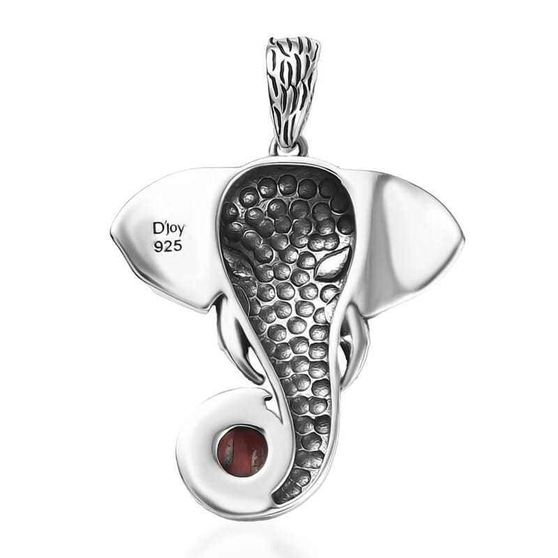 D'Joy Artisan Crafted Oregon Peach Opal 0.40 ctw Elephant Pendant without Chain in Sterling Silver
