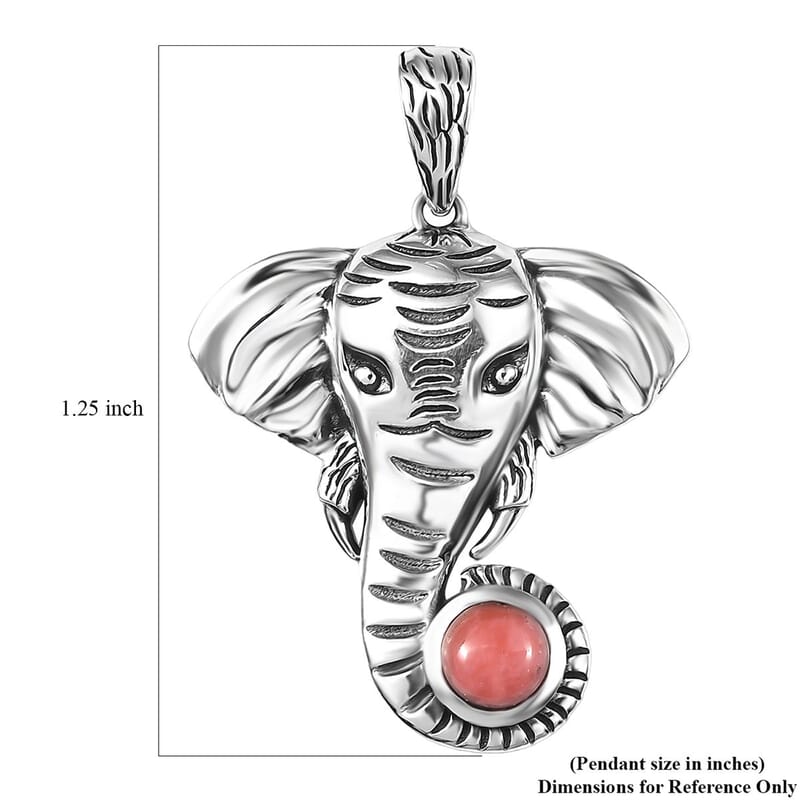 D'Joy Artisan Crafted Oregon Peach Opal 0.40 ctw Elephant Pendant without Chain in Sterling Silver