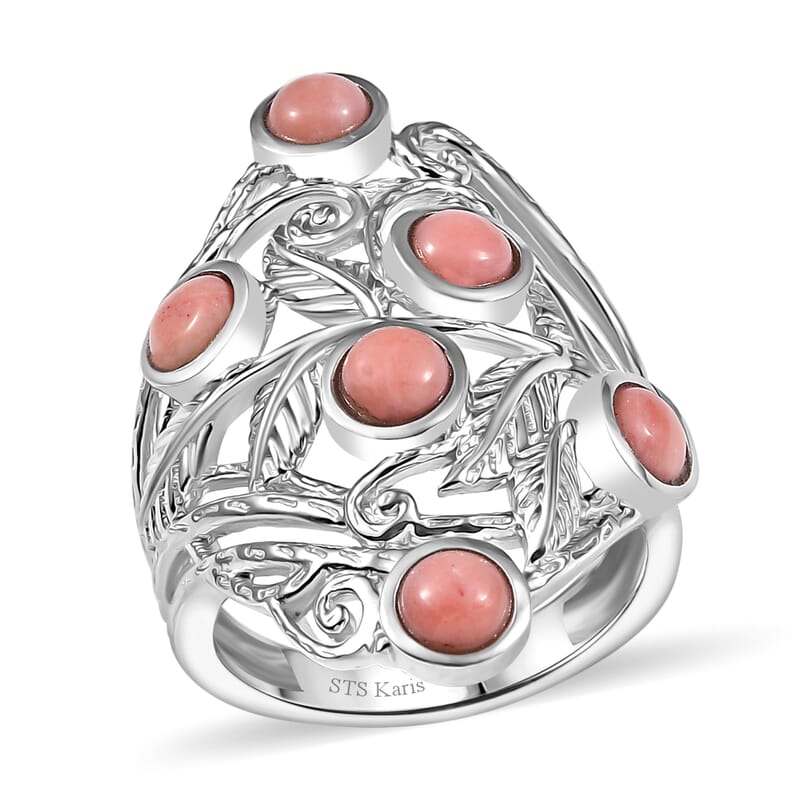 Karis Oregon Peach Opal 1.30 ctw Leaves Ring in Platinum Bond (Size 10.0)