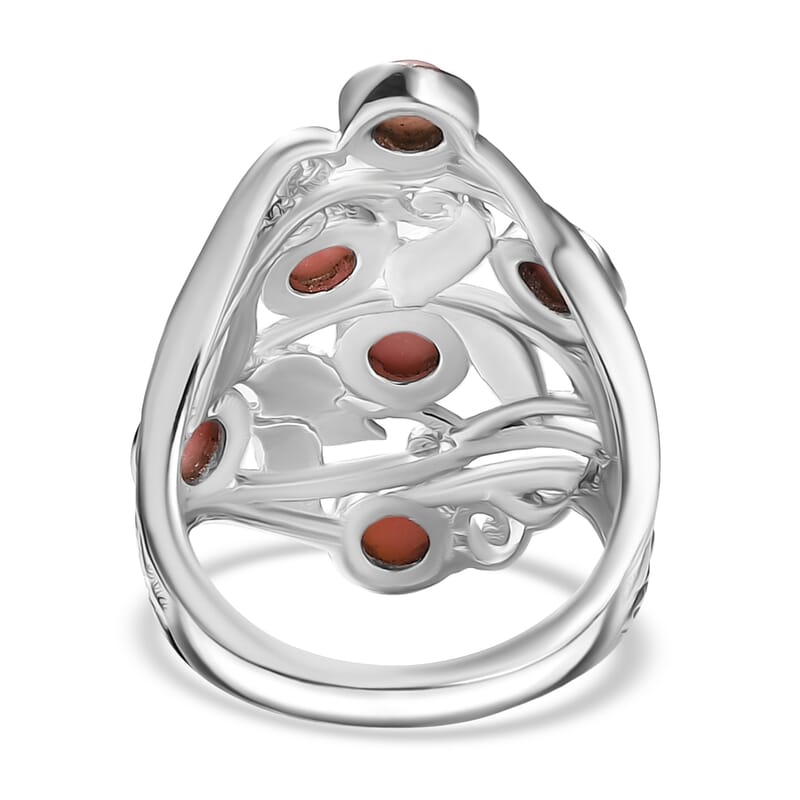 Karis Oregon Peach Opal 1.30 ctw Leaves Ring in Platinum Bond (Size 10.0)