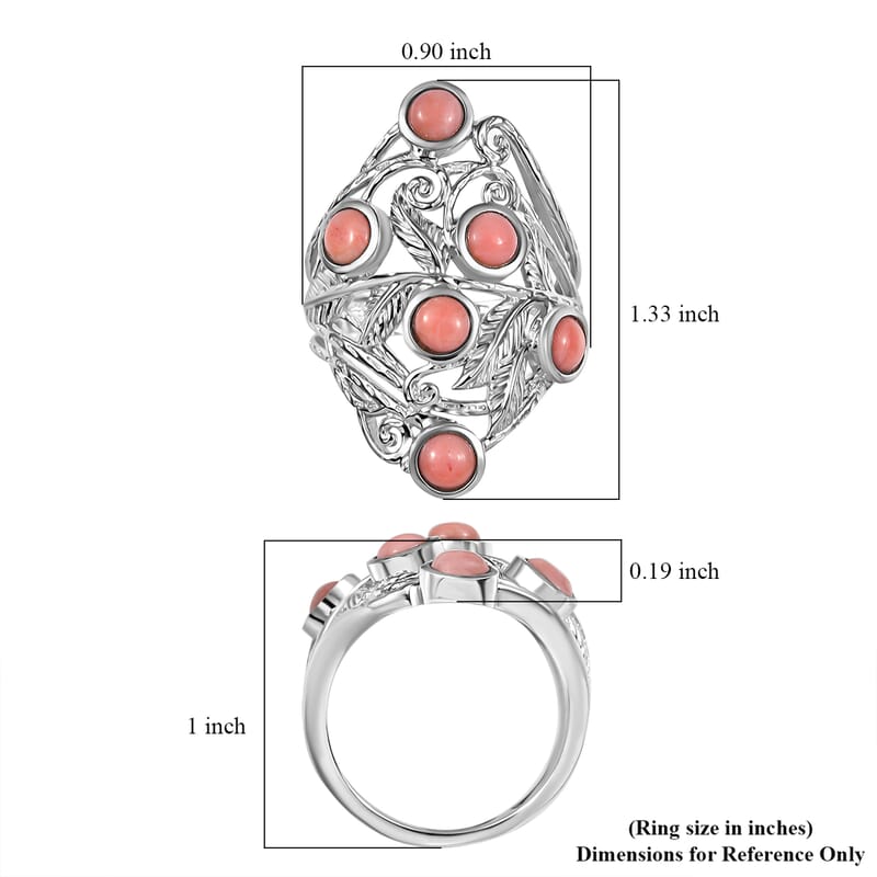 Karis Oregon Peach Opal 1.30 ctw Leaves Ring in Platinum Bond (Size 10.0)