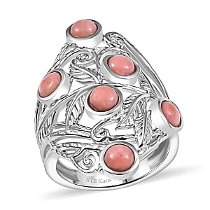 Karis Oregon Peach Opal 1.30 ctw Leaves Ring in Platinum Bond (Size 5.0)