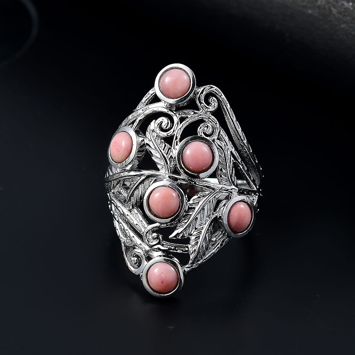 Karis Oregon Peach Opal 1.30 ctw Leaves Ring in Platinum Bond (Size 5.0) image number 1