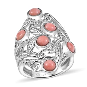 Karis Oregon Peach Opal 1.30 ctw Leaves Ring in Platinum Bond (Size 7.0)