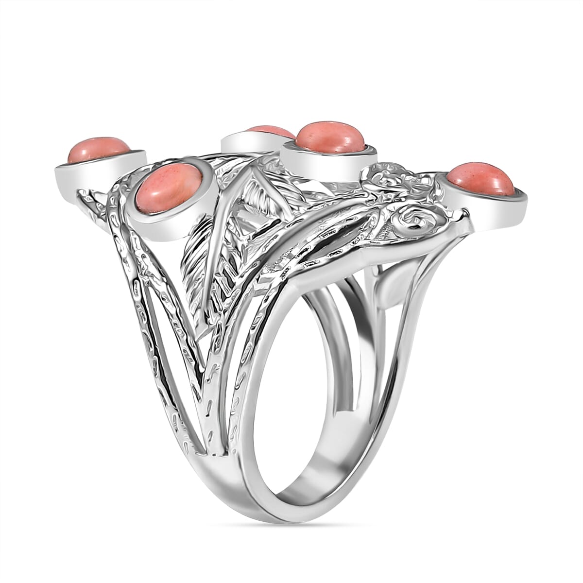 Karis Oregon Peach Opal 1.30 ctw Leaves Ring in Platinum Bond (Size 7.0) image number 3