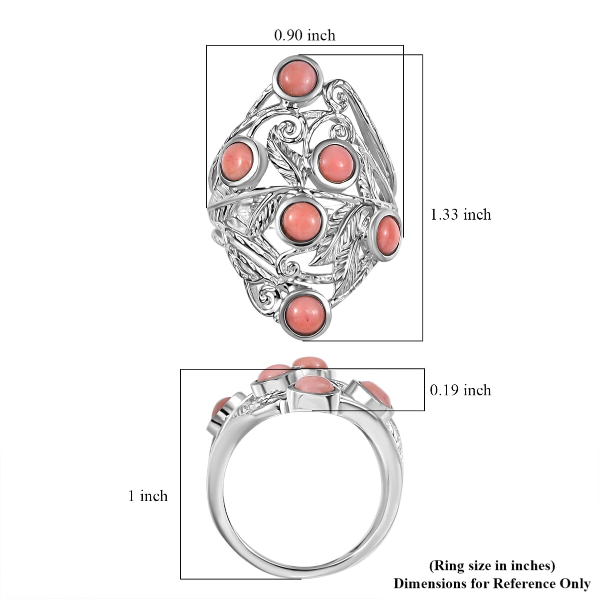 Karis Oregon Peach Opal 1.30 ctw Leaves Ring in Platinum Bond (Size 7.0) image number 5