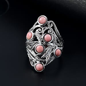 Karis Oregon Peach Opal 1.30 ctw Leaves Ring in Platinum Bond (Size 9.0)