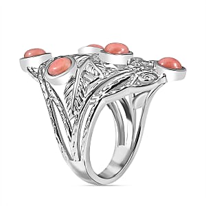 Karis Oregon Peach Opal 1.30 ctw Leaves Ring in Platinum Bond (Size 9.0)