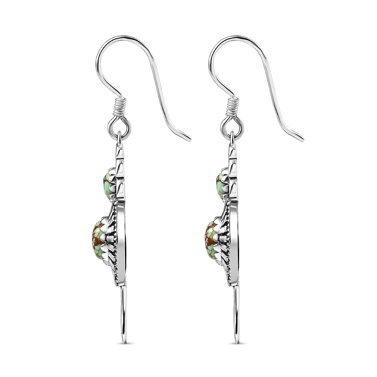 D'Joy Artisan Crafted Blue Moon Turquoise 2.90 ctw Kokopelli Earrings in Black Oxidized Sterling Silver image number 3