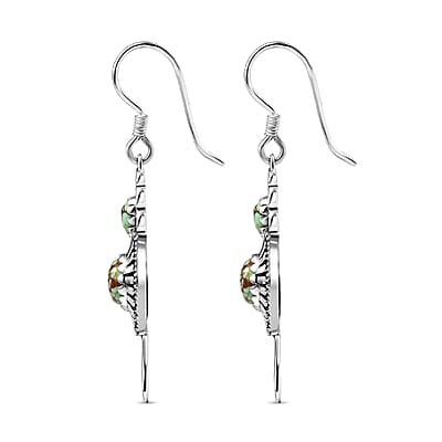 D'Joy Artisan Crafted Blue Moon Turquoise 2.90 ctw Kokopelli Earrings in Black Oxidized Sterling Silver