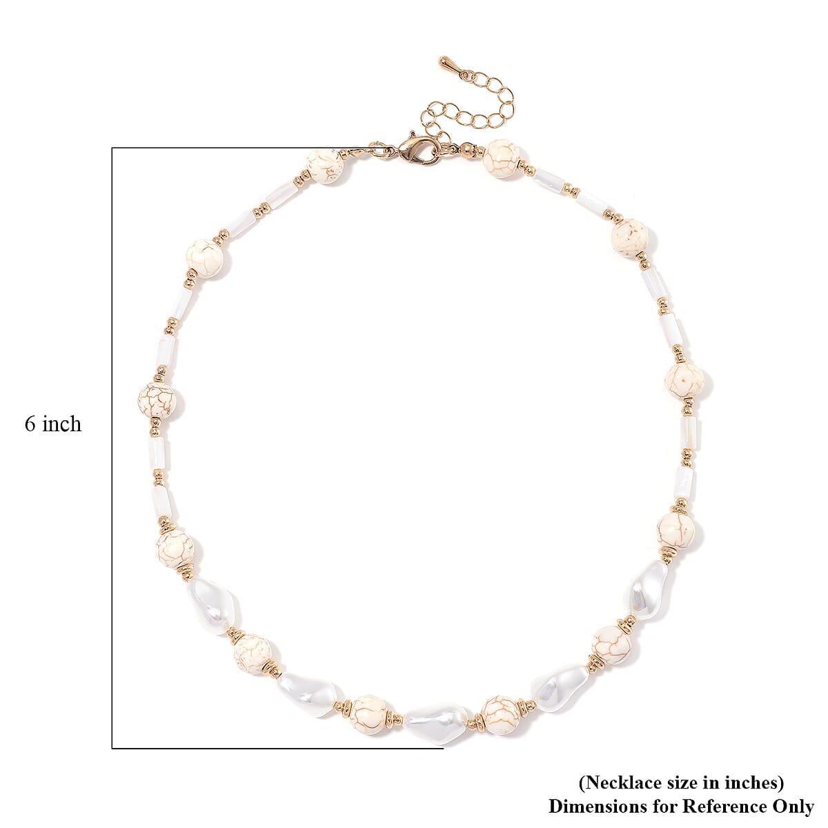 White Shell Pearl, Constituted White Howlite Beaded Necklace (18-20In) in Goldtone 65.00 ctw image number 5