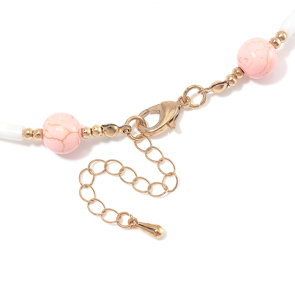 White Shell Pearl, Constituted Almandine Howlite Beaded Necklace (18-20In) in Goldtone 65.00 ctw image number 4