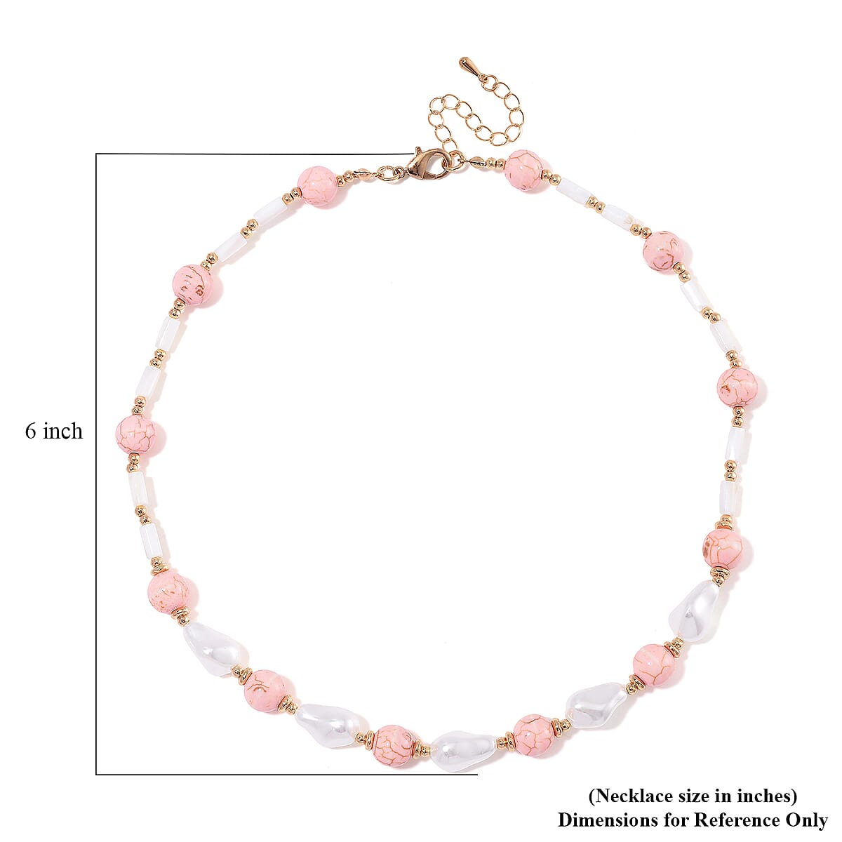 White Shell Pearl, Constituted Almandine Howlite Beaded Necklace (18-20In) in Goldtone 65.00 ctw image number 5