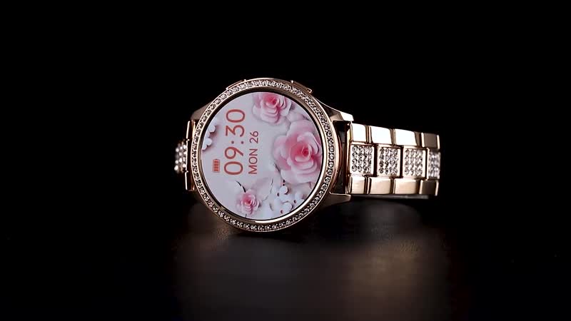 Mother's Day Special Deal Austrian Crystal Multi Functional Smart Watch in Rosetone with Stainless Steel Butterfly Buckle