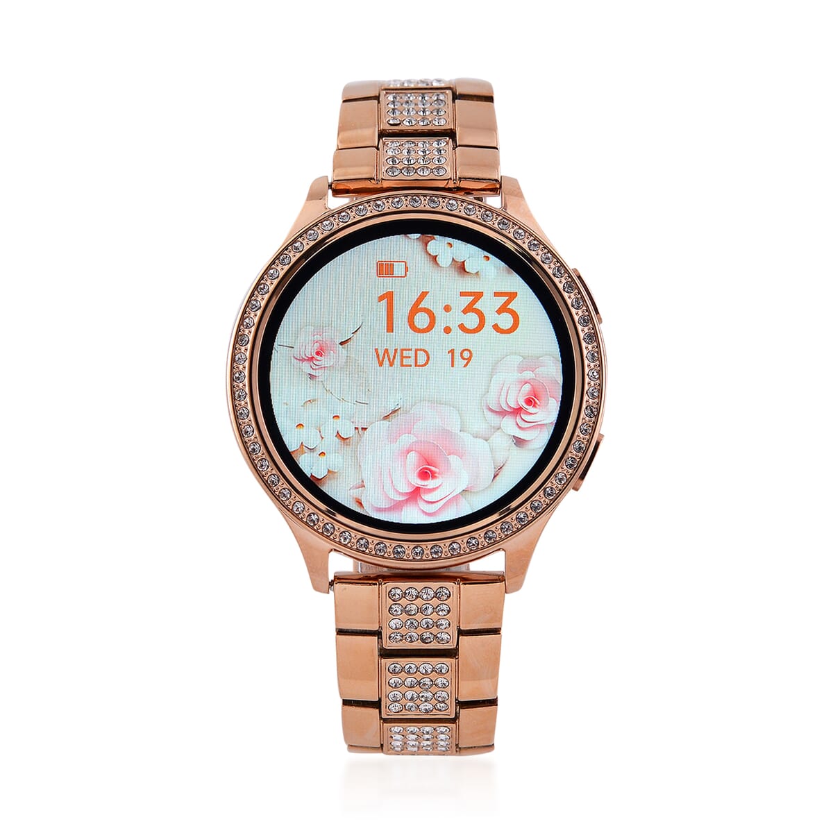 Mother's Day Special Deal Austrian Crystal Multi Functional Smart Watch in Rosetone with Stainless Steel Butterfly Buckle image number 2