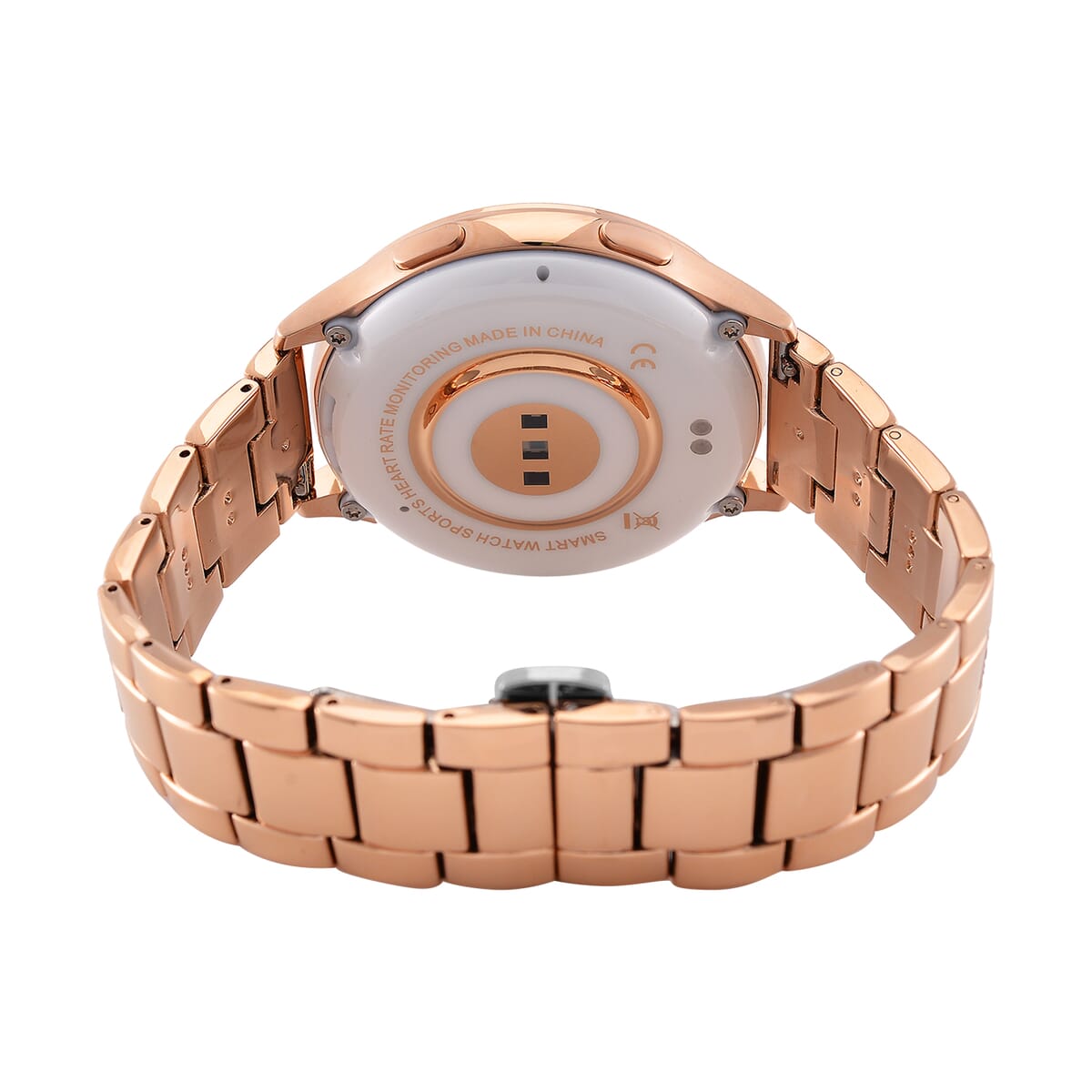 Mother's Day Special Deal Austrian Crystal Multi Functional Smart Watch in Rosetone with Stainless Steel Butterfly Buckle image number 4