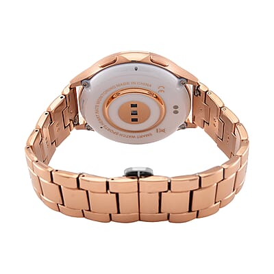 Austrian Crystal Multi Functional Smart Watch in Rosetone with Stainless Steel Butterfly Buckle