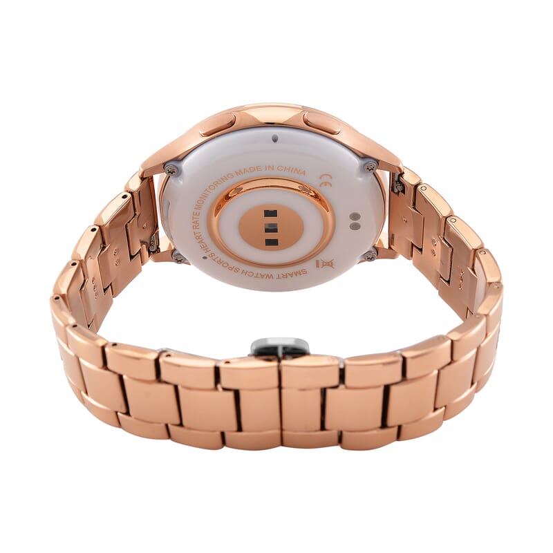 Austrian Crystal Multi Functional Smart Watch in Rosetone with Stainless Steel Butterfly Buckle