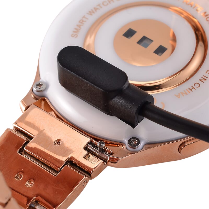 Austrian Crystal Multi Functional Smart Watch in Rosetone with Stainless Steel Butterfly Buckle