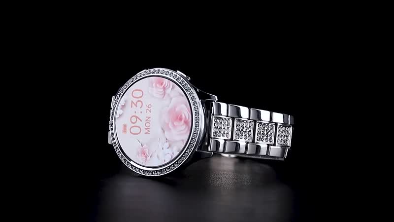 Mother's Day Special Deal Austrian Crystal Multi Functional Smart Watch in Rosetone with Stainless Steel Butterfly Buckle