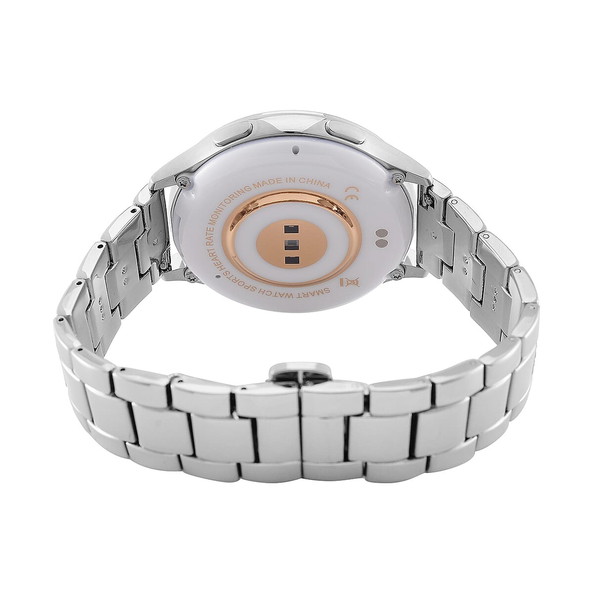 Austrian Crystal Multi Functional Smart Watch in Silvertone with Stainless Steel Butterfly Buckle image number 4