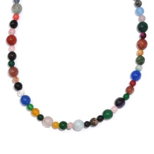 Multi Gemstone 435.00 ctw Necklace in Stainless Steel 36 Inches