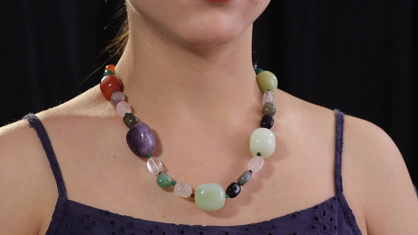 Multi Gemstone 670.00 ctw Necklace in 18K YG Plated 24 Inches