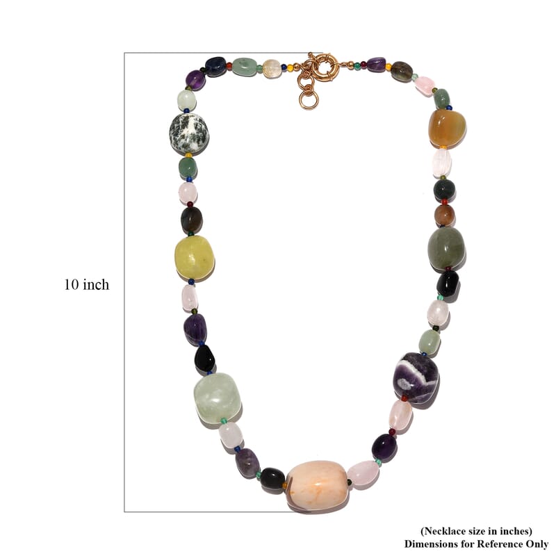 Multi Gemstone 670.00 ctw Necklace in 18K YG Plated 24 Inches