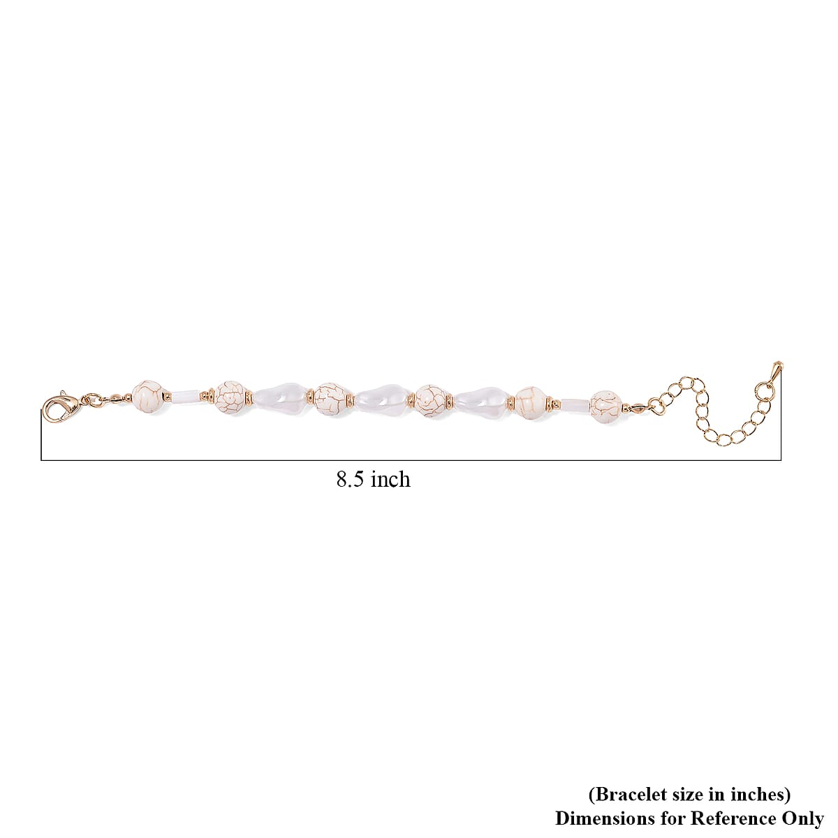 White Shell Pearl, Constituted White Howlite Beaded Bracelet (7-9In) in Goldtone 25.00 ctw image number 6