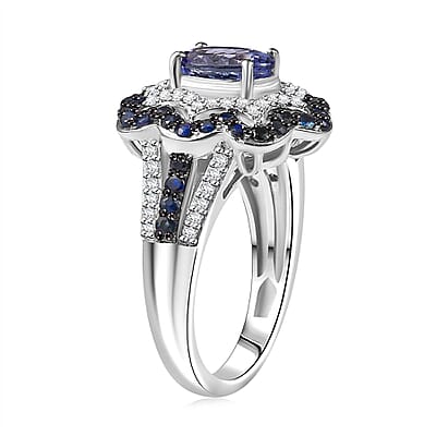 D'Joy Tanzanite, Multi Gemstone Ring in Rhodium Over Sterling Silver 2.80 ctw (Size 10.0)