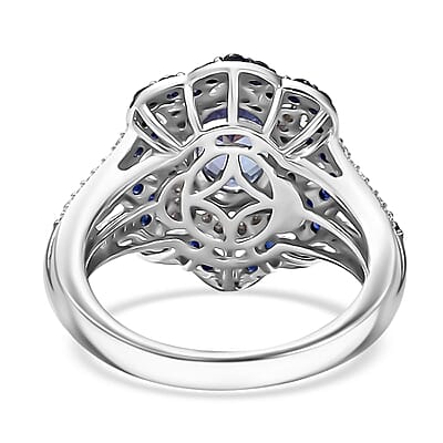 D'Joy Tanzanite, Multi Gemstone Ring in Rhodium Over Sterling Silver 2.80 ctw (Size 10.0)