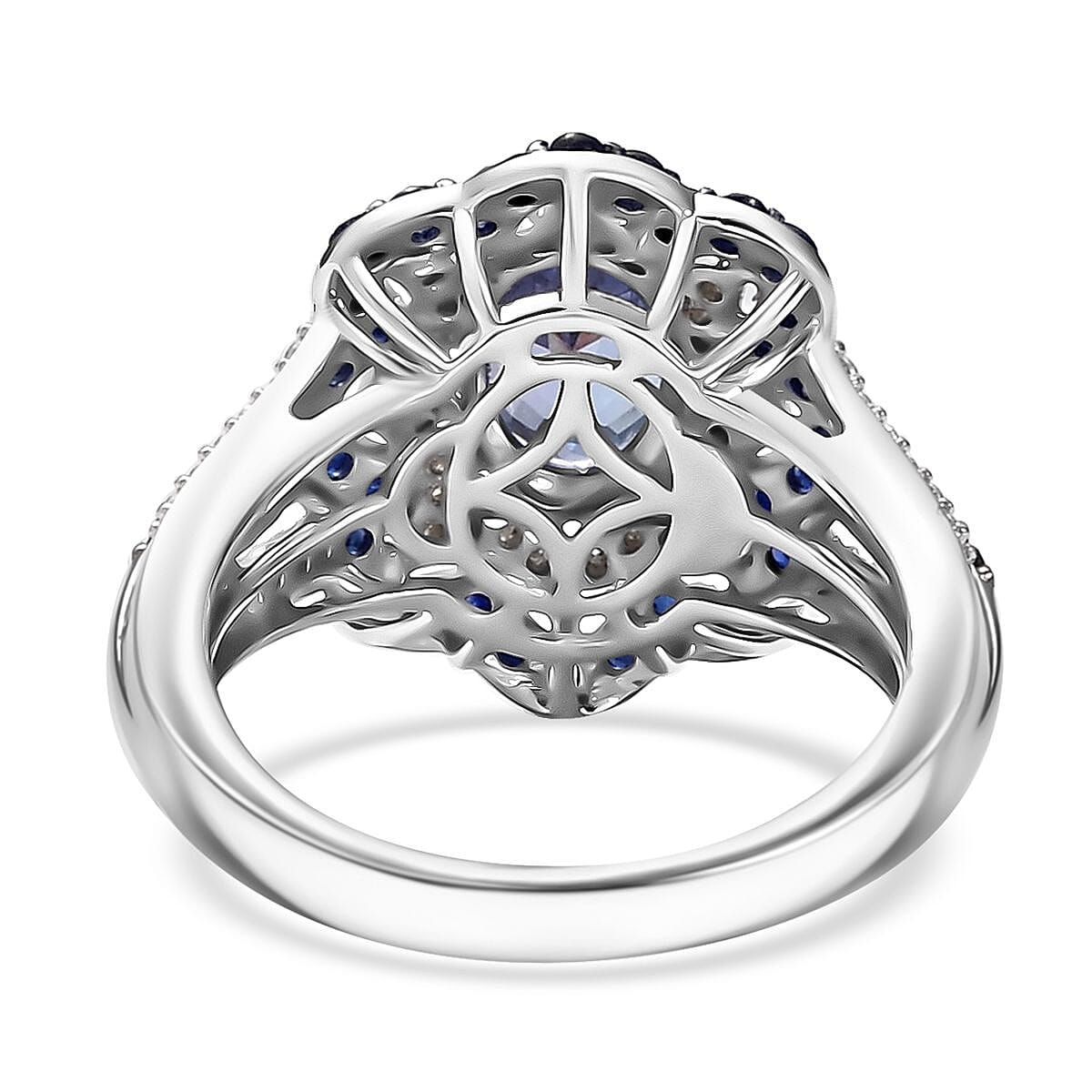 D'Joy Tanzanite and Multi Gemstone 2.80 ctw Ring in Rhodium Over Sterling Silver (Size 9.0) image number 4