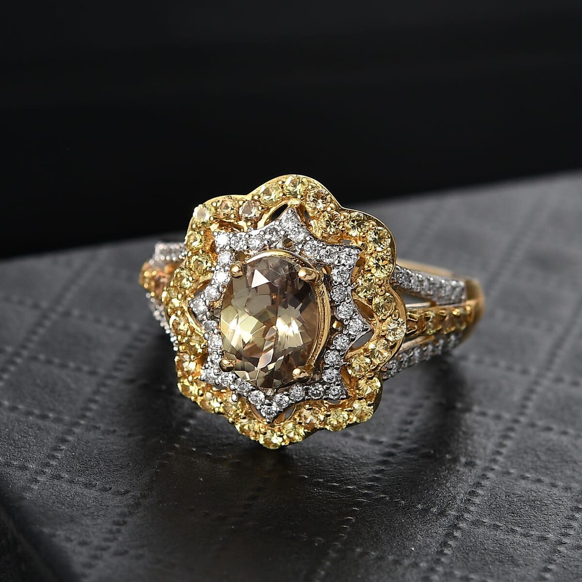 D'Joy Turkizite and Multi Gemstone 2.90 ctw Ring in 18K Vermeil Yellow Gold Over Sterling Silver (Size 7.0) image number 1