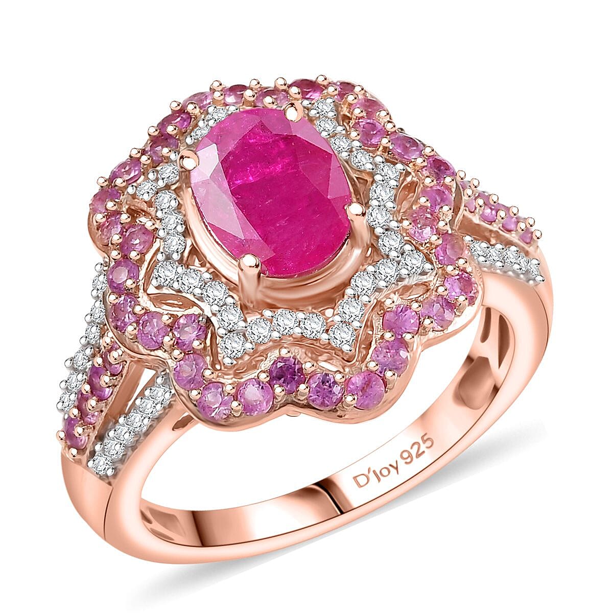 D'Joy Mozambique Ruby and Multi Gemstone 2.75 ctw Ring in 18K Vermeil Yellow Gold Over Sterling Silver (Size 10.0) image number 0