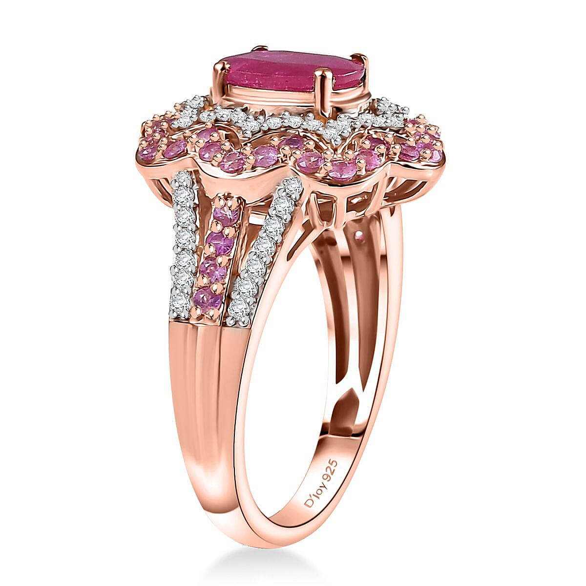 D'Joy Mozambique Ruby and Multi Gemstone 2.75 ctw Ring in 18K Vermeil Yellow Gold Over Sterling Silver (Size 10.0) image number 3
