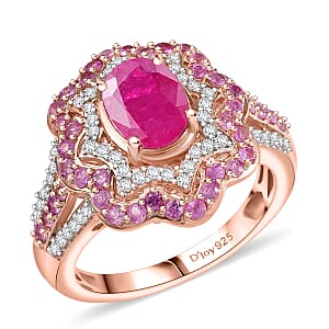 D'Joy Montepuez Ruby and Multi Gemstone 2.75 ctw Ring in 18K Vermeil Yellow Gold Over Sterling Silver (Size 8.0)