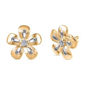 Moissanite Floral Earrings in 18K Vermeil YG Over Sterling Silver 0.06 ctw