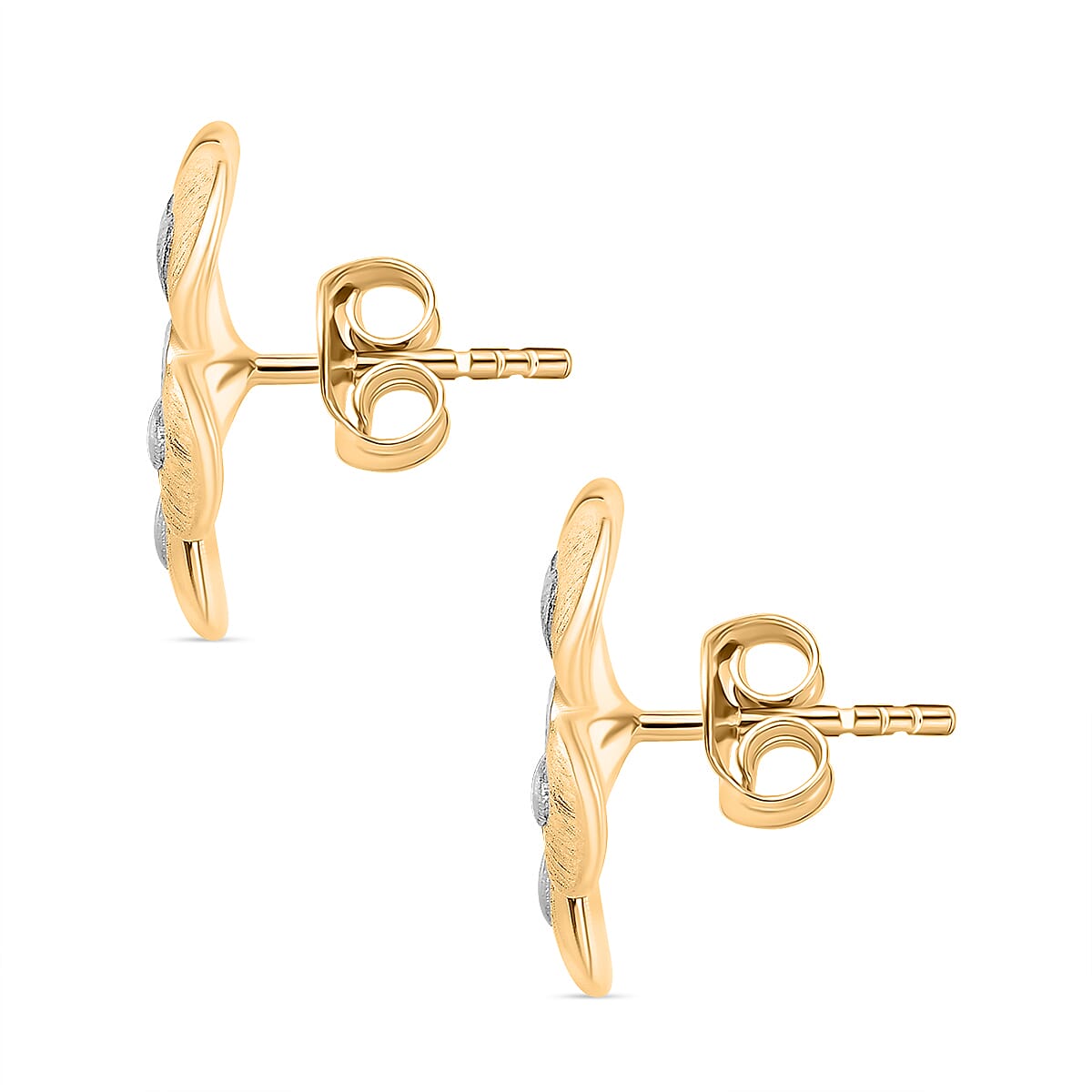 Moissanite Floral Earrings in 18K Vermeil YG Over Sterling Silver 0.06 ctw image number 3