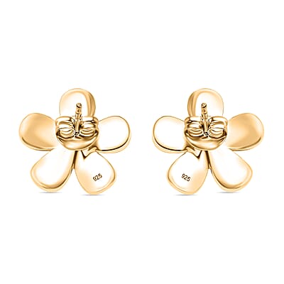 Moissanite Floral Earrings in 18K Vermeil YG Over Sterling Silver 0.06 ctw