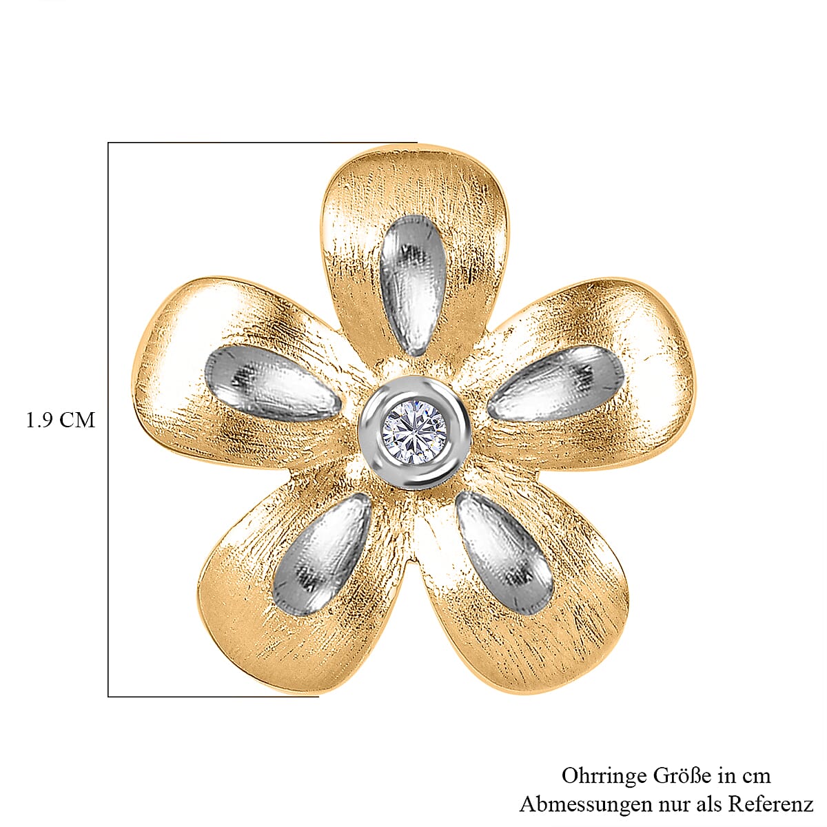 Moissanite Floral Earrings in 18K Vermeil YG Over Sterling Silver 0.06 ctw image number 5