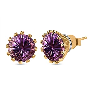 D'Joy Rose De France Amethyst 6.90 ctw Stud Earrings in 18K Vermeil YG Over Sterling Silver