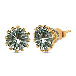 D'Joy Montezuma Prasiolite 6.90 ctw Stud Earrings in 18K Vermeil Yellow Gold Over Sterling Silver