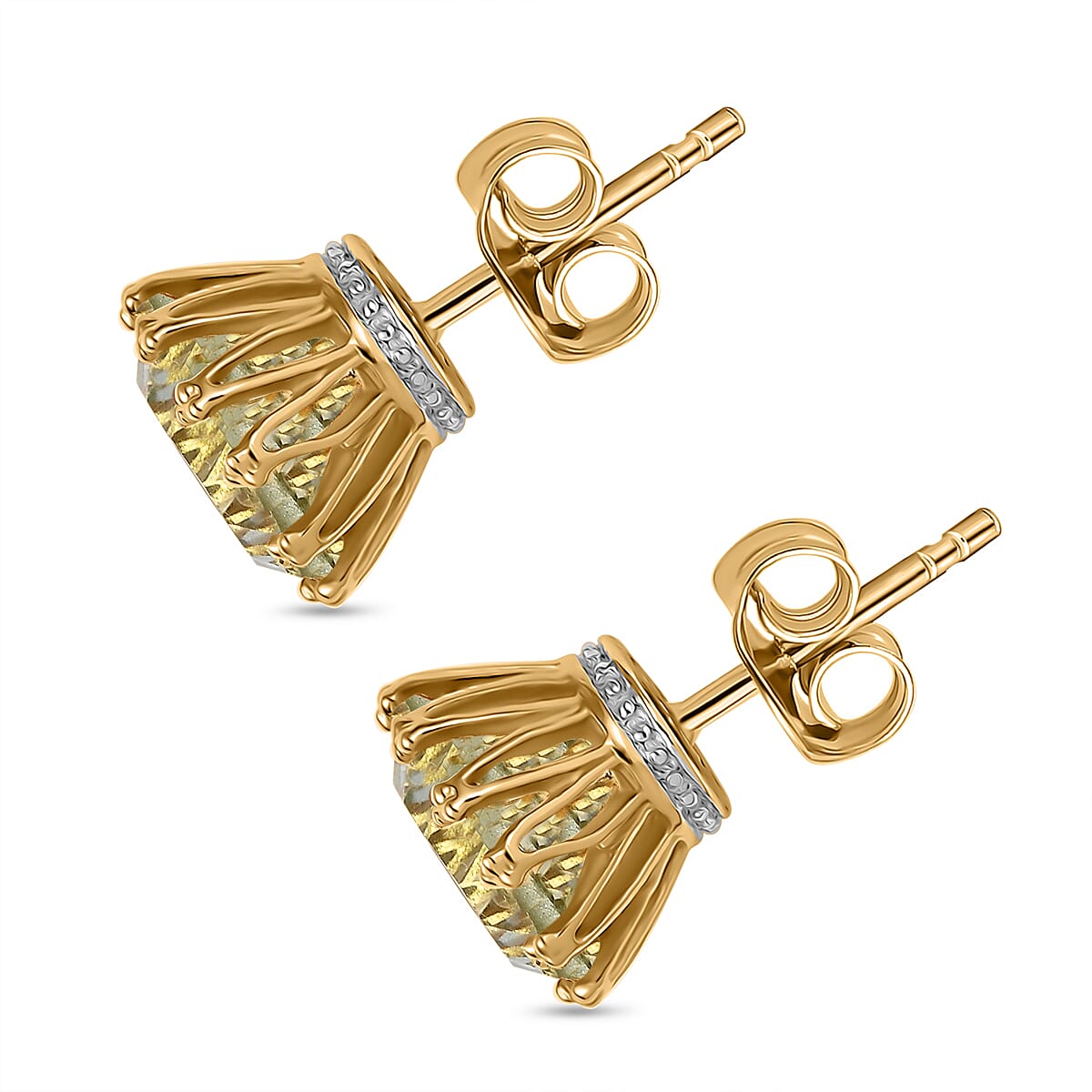 D'Joy Montezuma Prasiolite 6.90 ctw Stud Earrings in 18K Vermeil Yellow Gold Over Sterling Silver image number 4