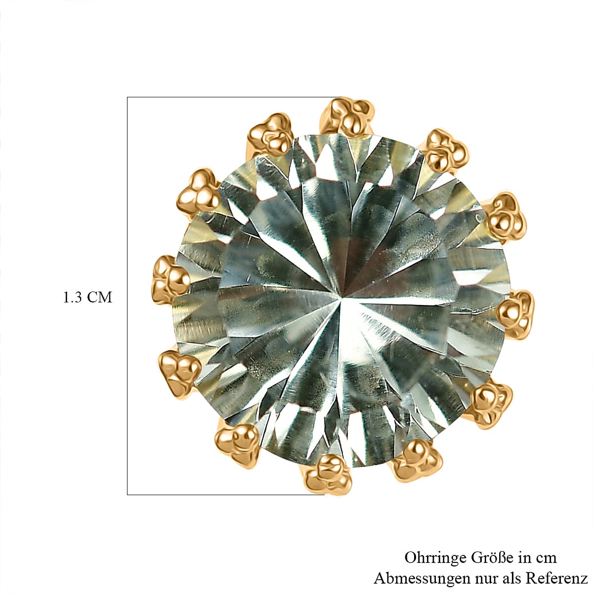 D'Joy Montezuma Prasiolite 6.90 ctw Stud Earrings in 18K Vermeil Yellow Gold Over Sterling Silver image number 5