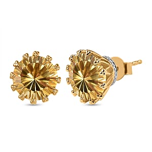 D'Joy Brazilian Citrine 7.00 ctw Stud Earrings in 18K Vermeil Yellow Gold Over Sterling Silver