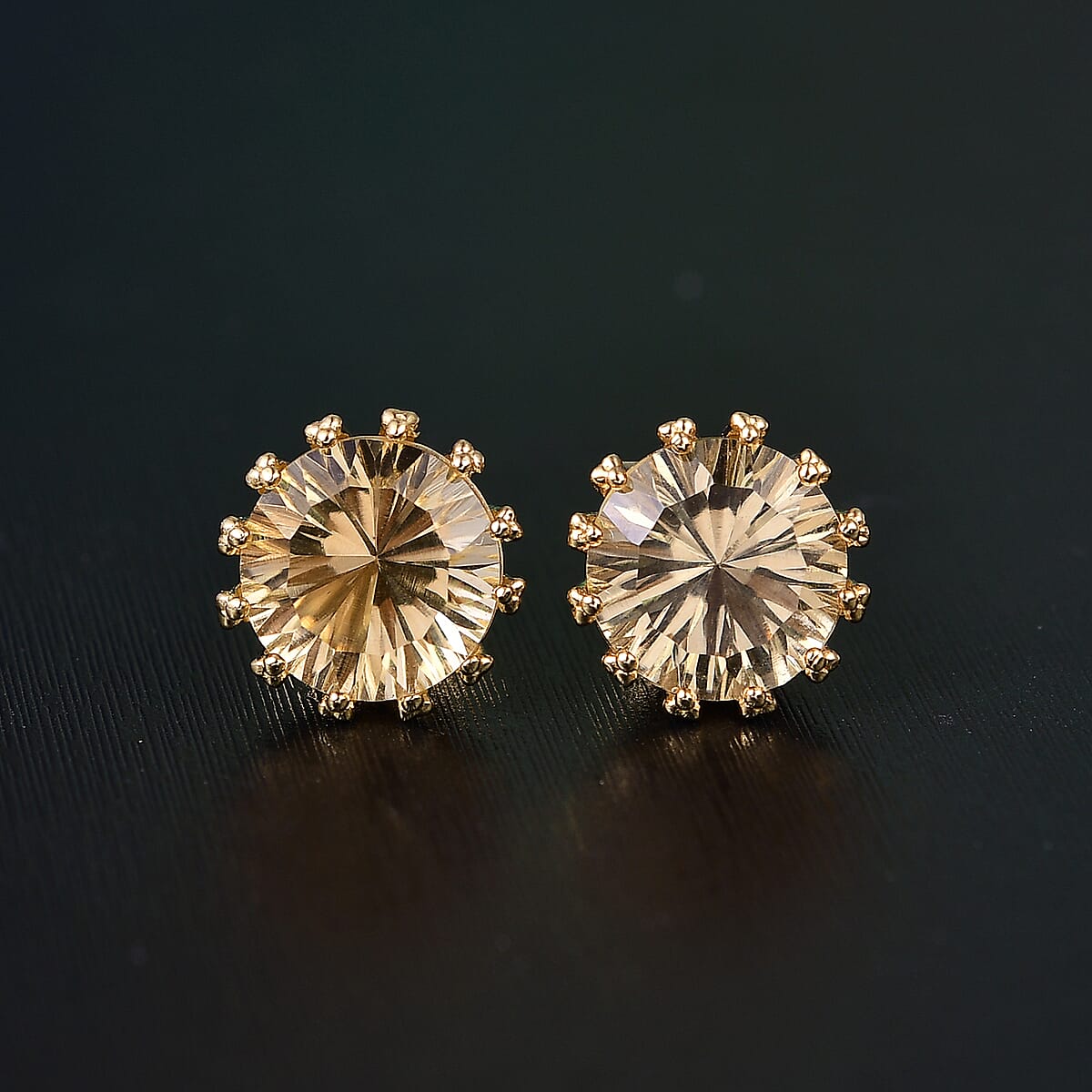 D'Joy Brazilian Citrine 7.00 ctw Stud Earrings in 18K Vermeil Yellow Gold Over Sterling Silver image number 1