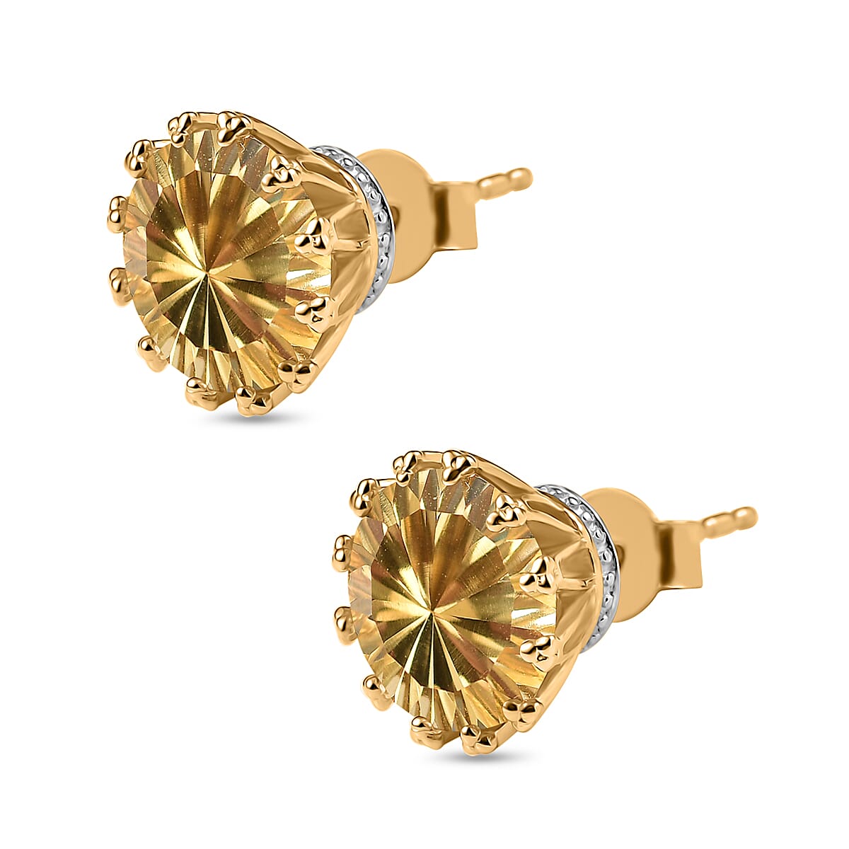 D'Joy Brazilian Citrine 7.00 ctw Stud Earrings in 18K Vermeil Yellow Gold Over Sterling Silver image number 3