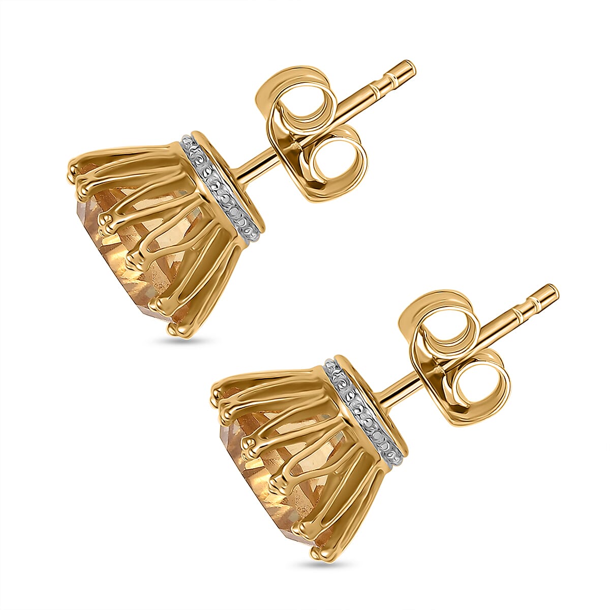 D'Joy Brazilian Citrine 7.00 ctw Stud Earrings in 18K Vermeil Yellow Gold Over Sterling Silver image number 4