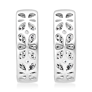 Venice Blue Diamond I1-I2 and Diamond 1.00 ctw Hoop Earrings in Platinum Over Sterling Silver